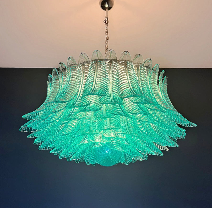 Murano Chandelier – 100 Turquoise Felci Glass – detail 5 – Murano Classics