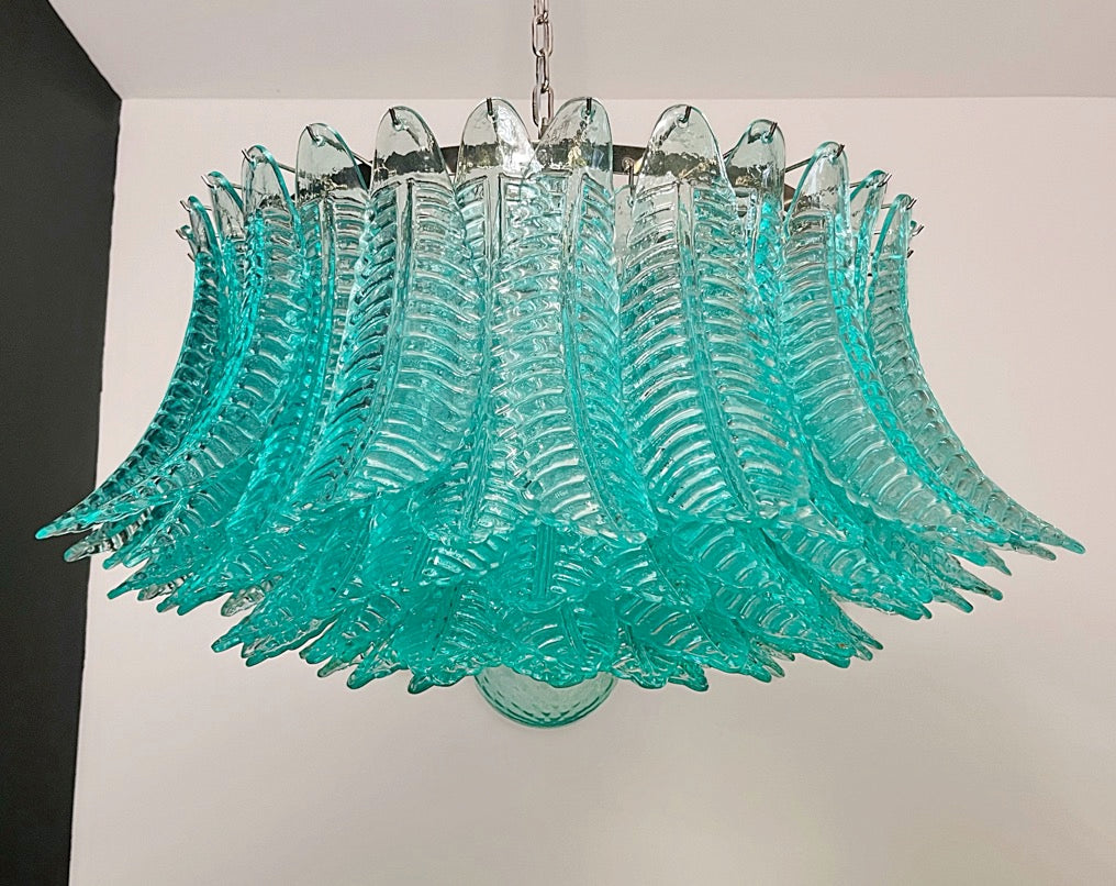 Murano Chandelier – 100 Turquoise Felci Glass – detail 10 – Murano Classics