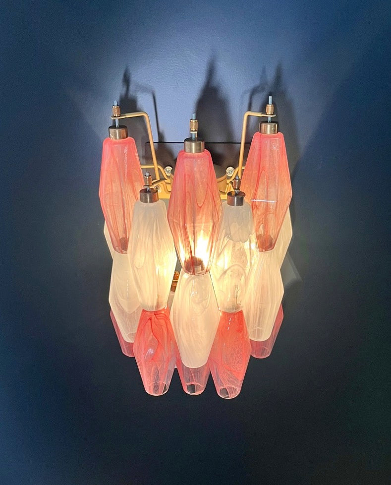 Lampadario Murano – 17 Vetri Poliedri Alabastro Rosa Bianco – dettaglio 4 – Murano Classics