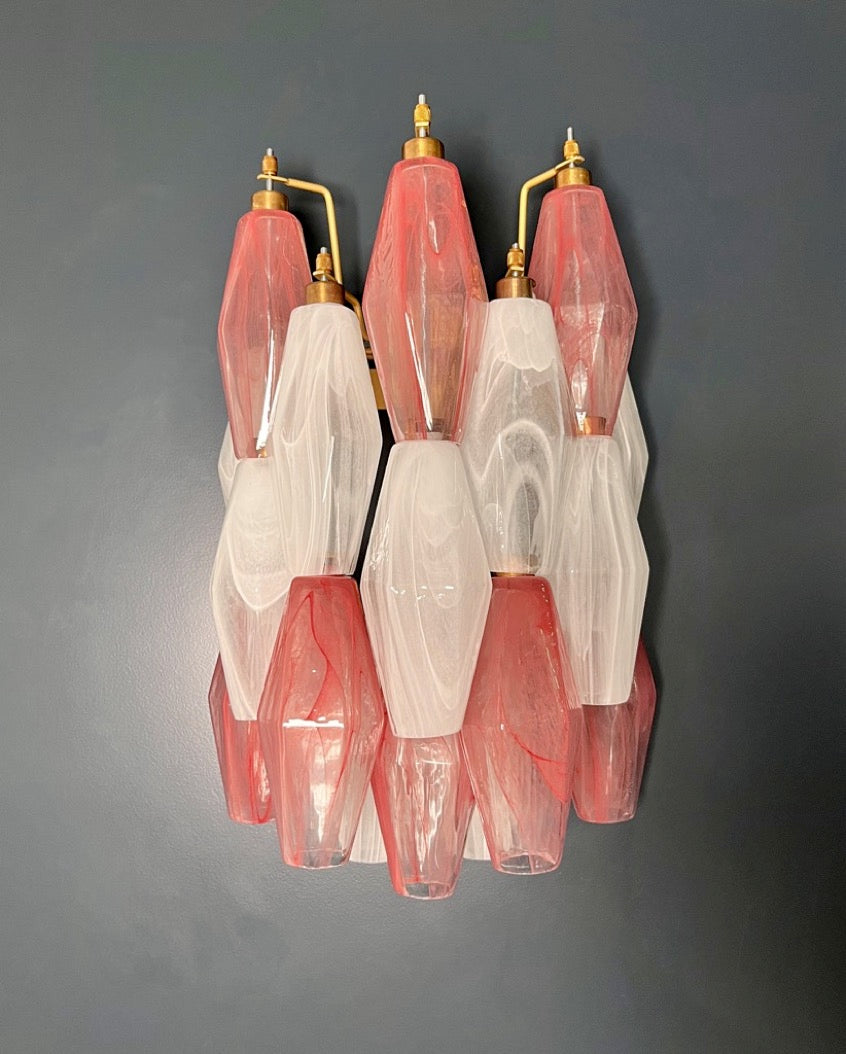 Lampadario Murano – 17 Vetri Poliedri Alabastro Rosa Bianco – dettaglio 9 – Murano Classics