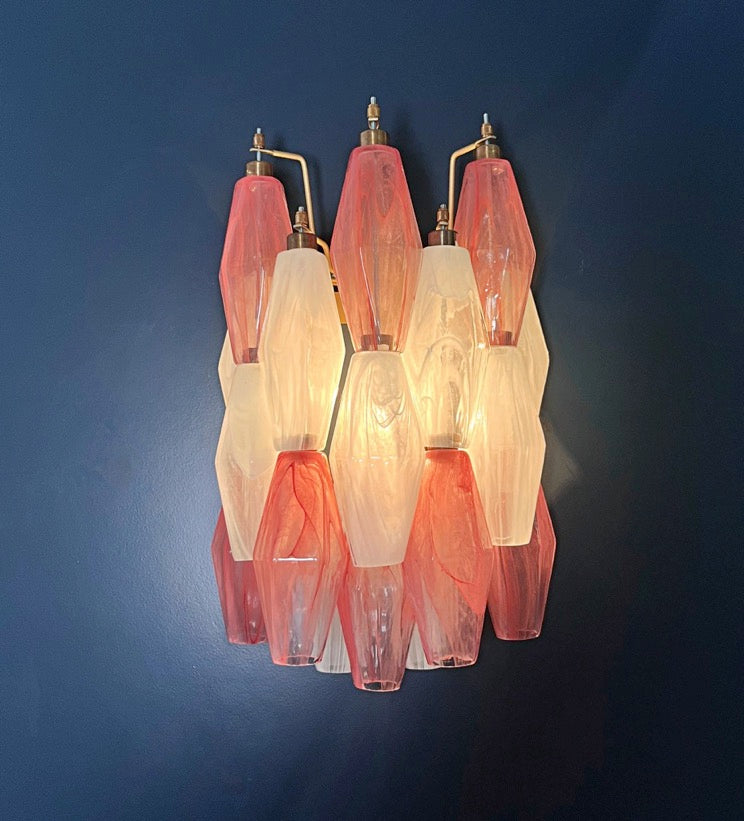 Lampadario Murano – 17 Vetri Poliedri Alabastro Rosa Bianco – dettaglio 5 – Murano Classics