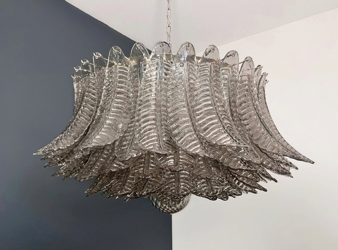 Murano Lysekrone | 100 Røykfargede Rosa Felciglass