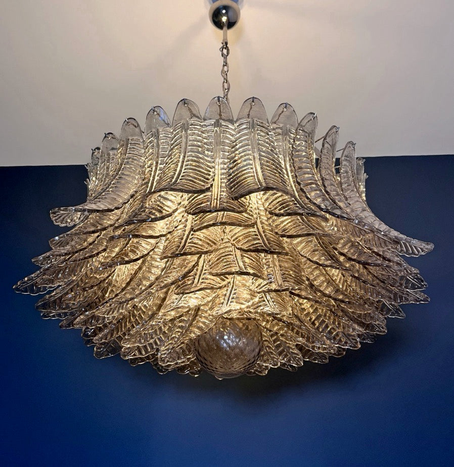 Murano Lysekrone | 100 Røykfargede Rosa Felciglass