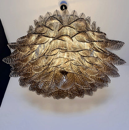 Murano Lysekrone | 100 Røykfargede Rosa Felciglass