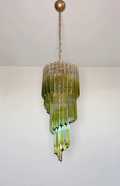 Murano Lysekrone | 54 Klare Grønne Prismeglass