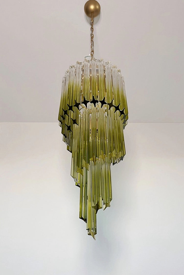 Murano Lysekrone | 54 Klare Grønne Prismeglass