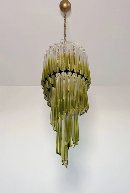 Murano Lysekrone | 54 Klare Grønne Prismeglass