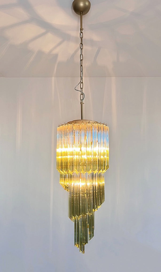 Murano Lysekrone | 54 Klare Grønne Prismeglass