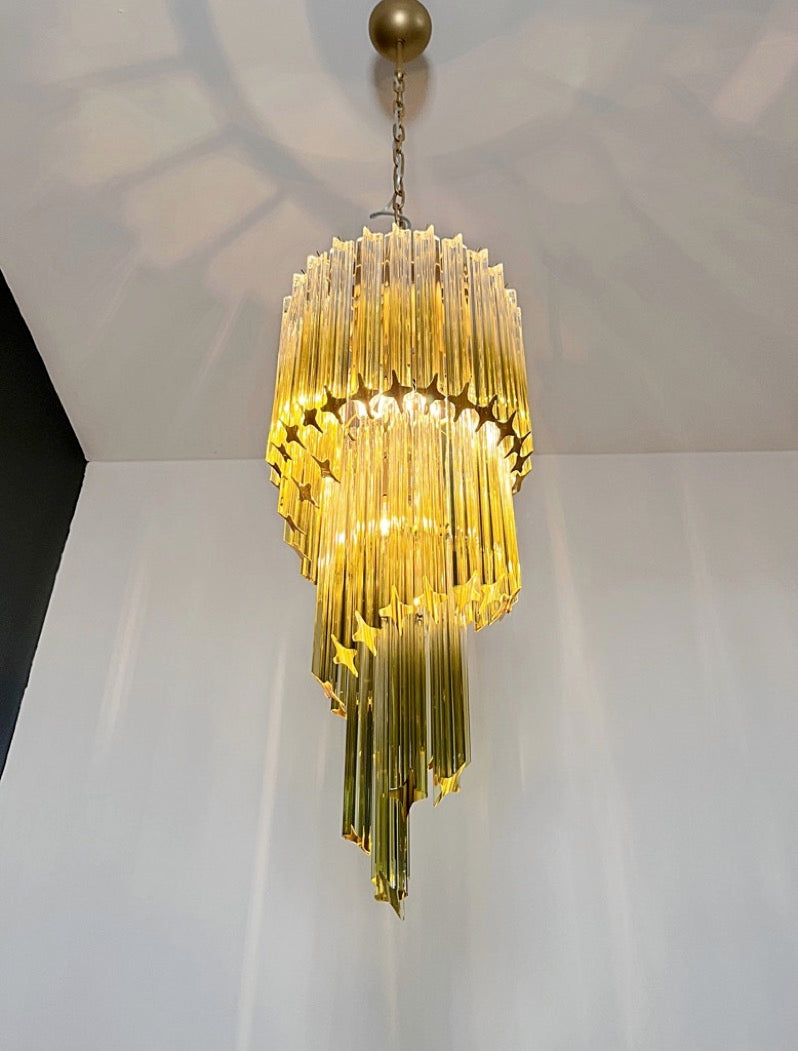 Lampadario Murano – 54 Vetri a Prismi Verde Trasparente – dettaglio 3 – Murano Classics
