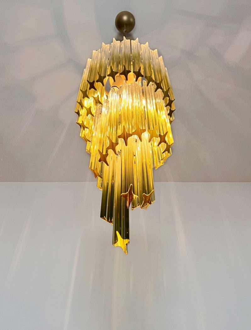 Murano Lysekrone | 54 Klare Grønne Prismeglass