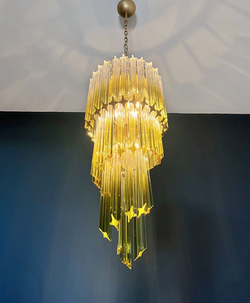 Lampadario Murano – 54 Vetri a Prismi Verde Trasparente – dettaglio 2 – Murano Classics