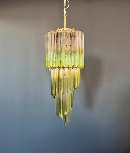 Murano Lysekrone | 54 Klare Grønne Prismeglass