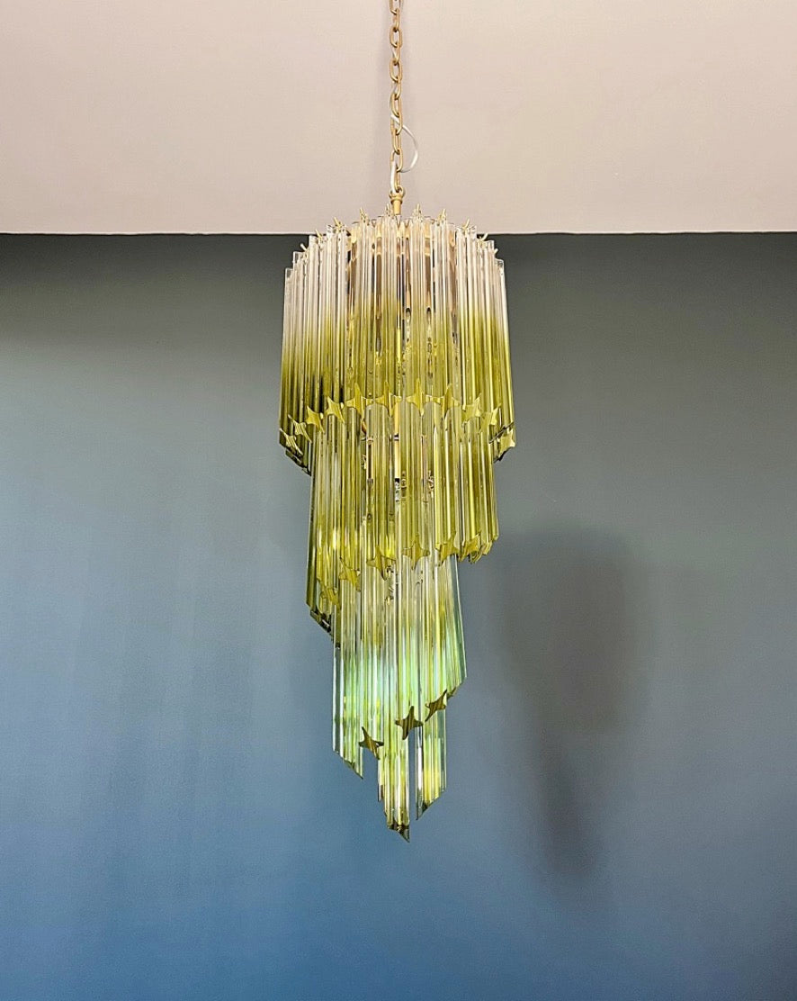 Murano Lysekrone | 54 Klare Grønne Prismeglass