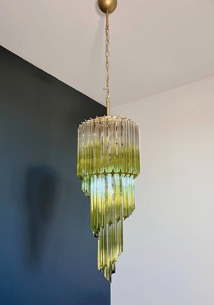 Murano Lysekrone | 54 Klare Grønne Prismeglass