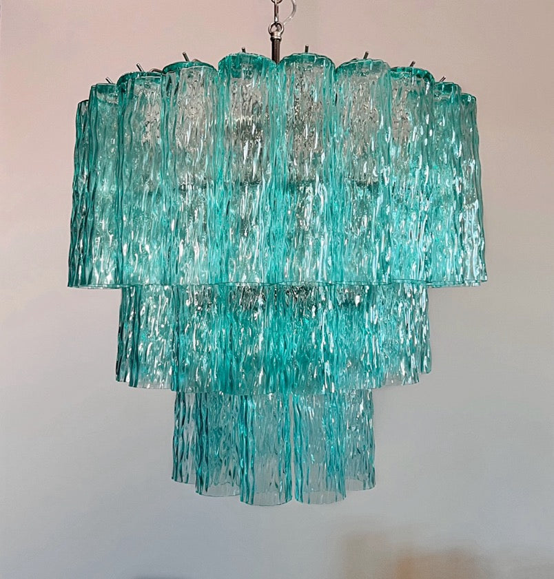 Murano Kronleuchter – 52 Türkisfarbene Röhrgläser – Detail 8 – Murano Classics