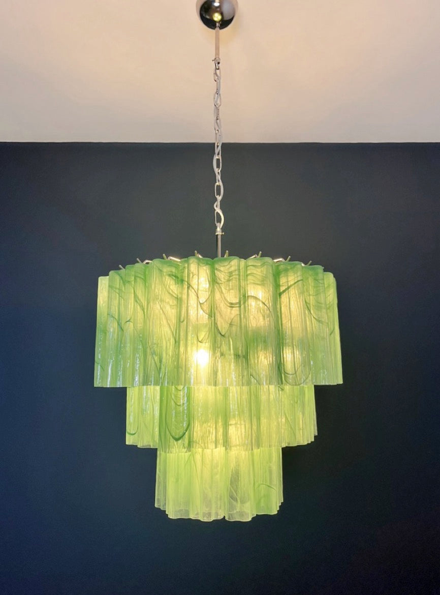 Murano Lysekrone | 52 Grønne Alabaster Rørglass