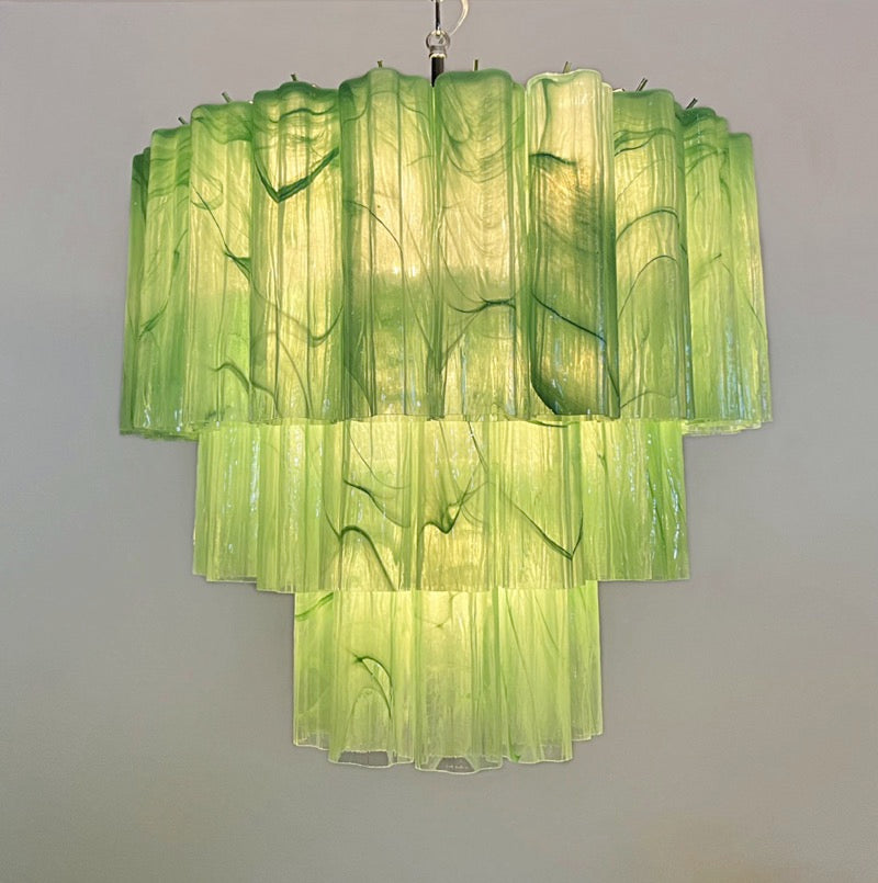 Murano Lysekrone | 52 Grønne Alabaster Rørglass