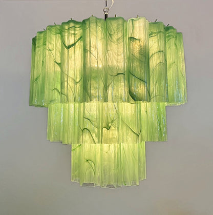 Murano Lysekrone | 52 Grønne Alabaster Rørglass