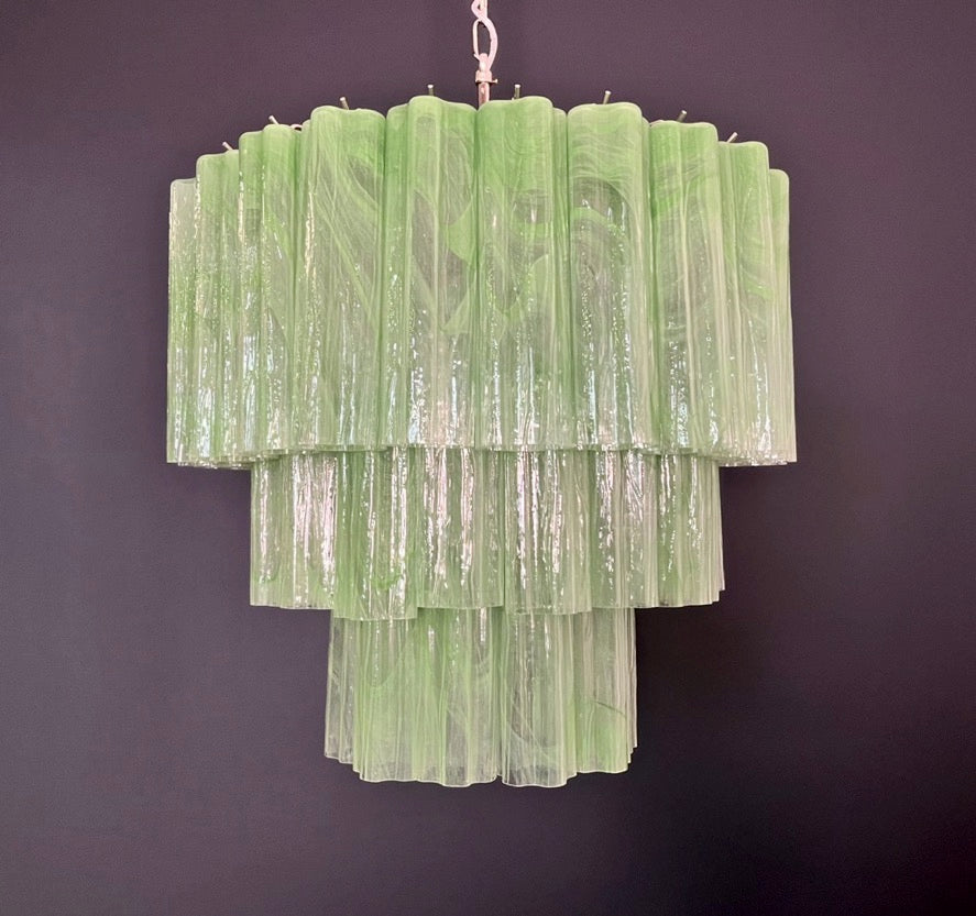 Murano Lysekrone | 52 Grønne Alabaster Rørglass