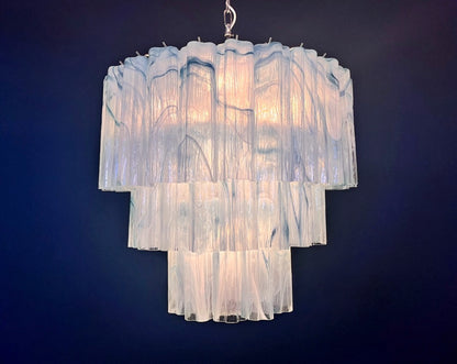 Murano Lysekrone | 52 Blå Alabaster Rørglass