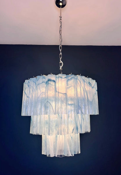 Murano Lysekrone | 52 Blå Alabaster Rørglass