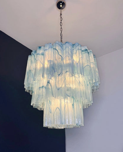 Murano Lysekrone | 52 Blå Alabaster Rørglass