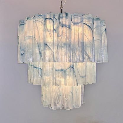 Murano Lysekrone | 52 Blå Alabaster Rørglass