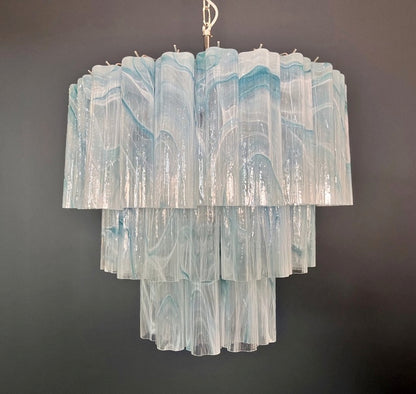 Murano Lysekrone | 52 Blå Alabaster Rørglass