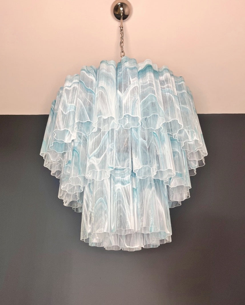 Murano Lysekrone | 52 Blå Alabaster Rørglass