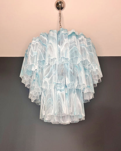 Murano Lysekrone | 52 Blå Alabaster Rørglass