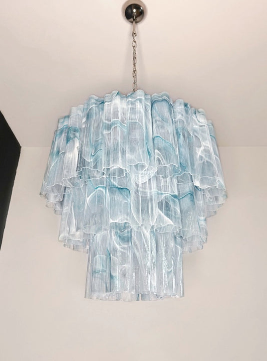 Murano Lysekrone | 52 Blå Alabaster Rørglass