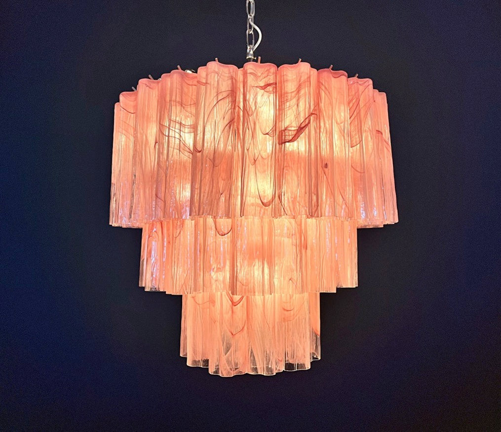 Murano Lysekrone | 52 Rosa Alabaster Rørglass