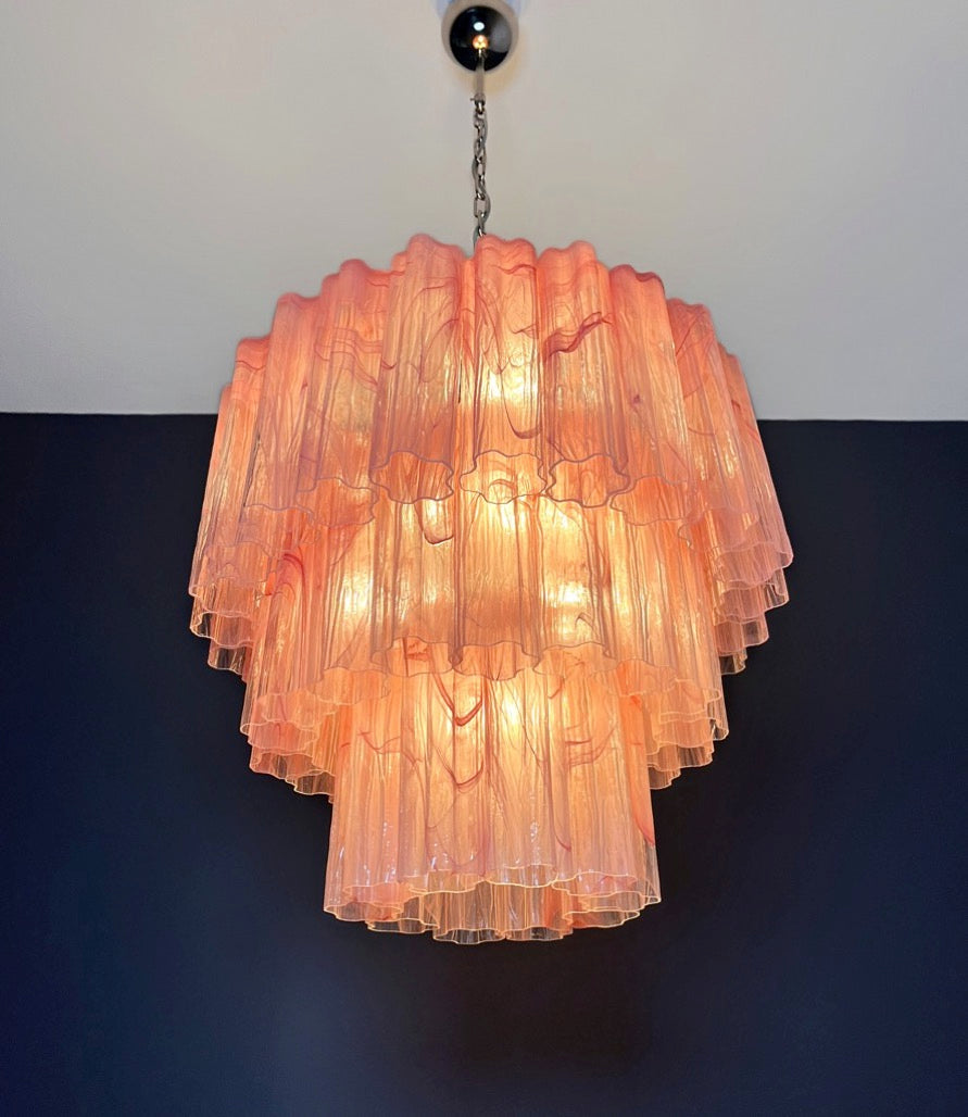 Murano Lysekrone | 52 Rosa Alabaster Rørglass