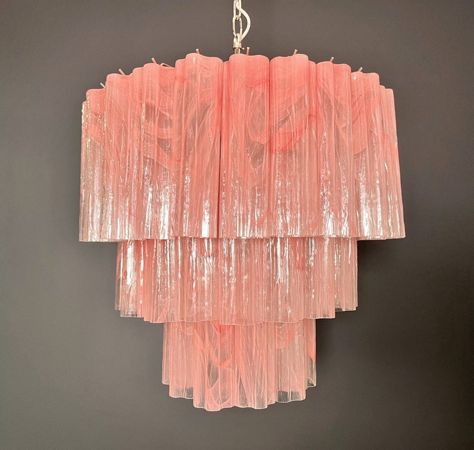 Murano Chandelier – 52 Pink Alabaster Glass Tubes – detail 8 – Murano Classics