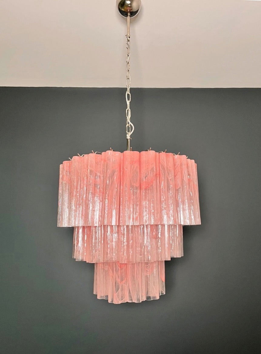 Murano Chandelier – 52 Pink Alabaster Glass Tubes – detail 2 – Murano Classics