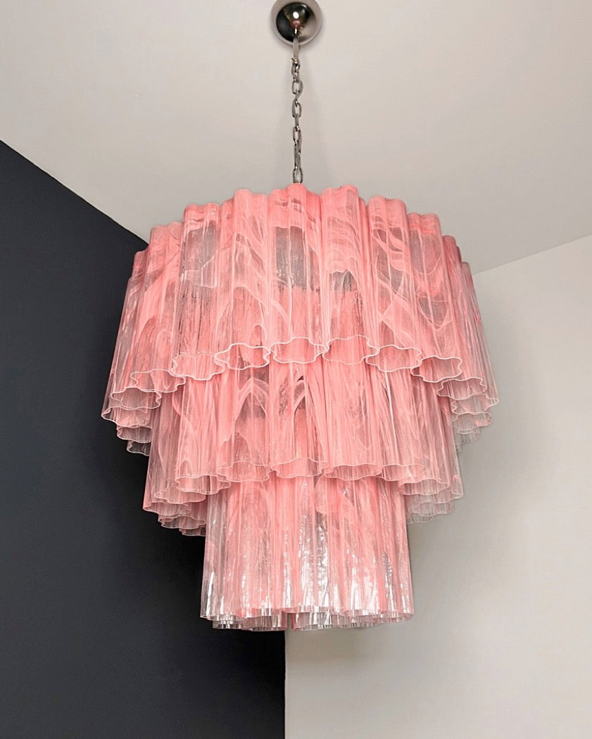 Murano Chandelier – 52 Pink Alabaster Glass Tubes – detail 3 – Murano Classics