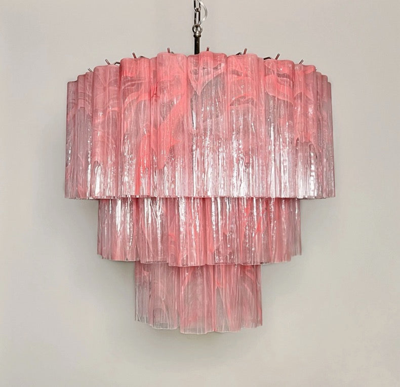 Murano Chandelier – 52 Pink Alabaster Glass Tubes – Murano Classics