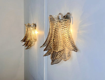 Murano Vegglampe | 10 Røykfargede Felciglass | 1 par