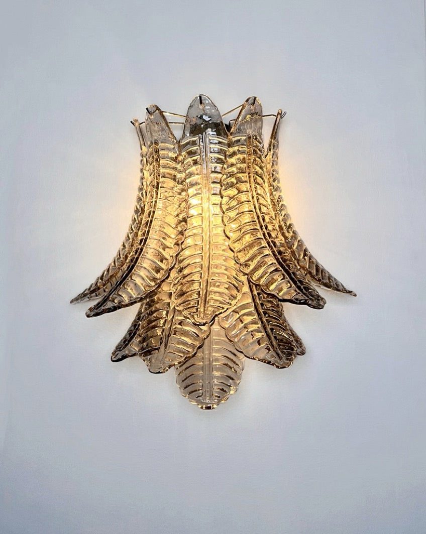 Murano Vegglampe | 10 Røykfargede Felciglass | 1 par