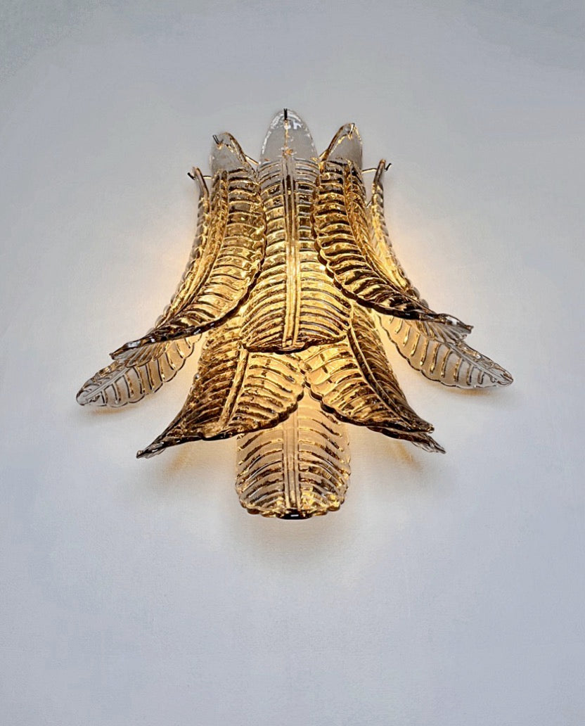 Murano Vegglampe | 10 Røykfargede Felciglass | 1 par