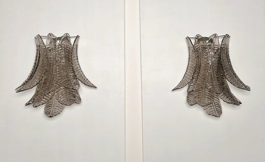 Murano Vegglampe | 10 Røykfargede Felciglass | 1 par