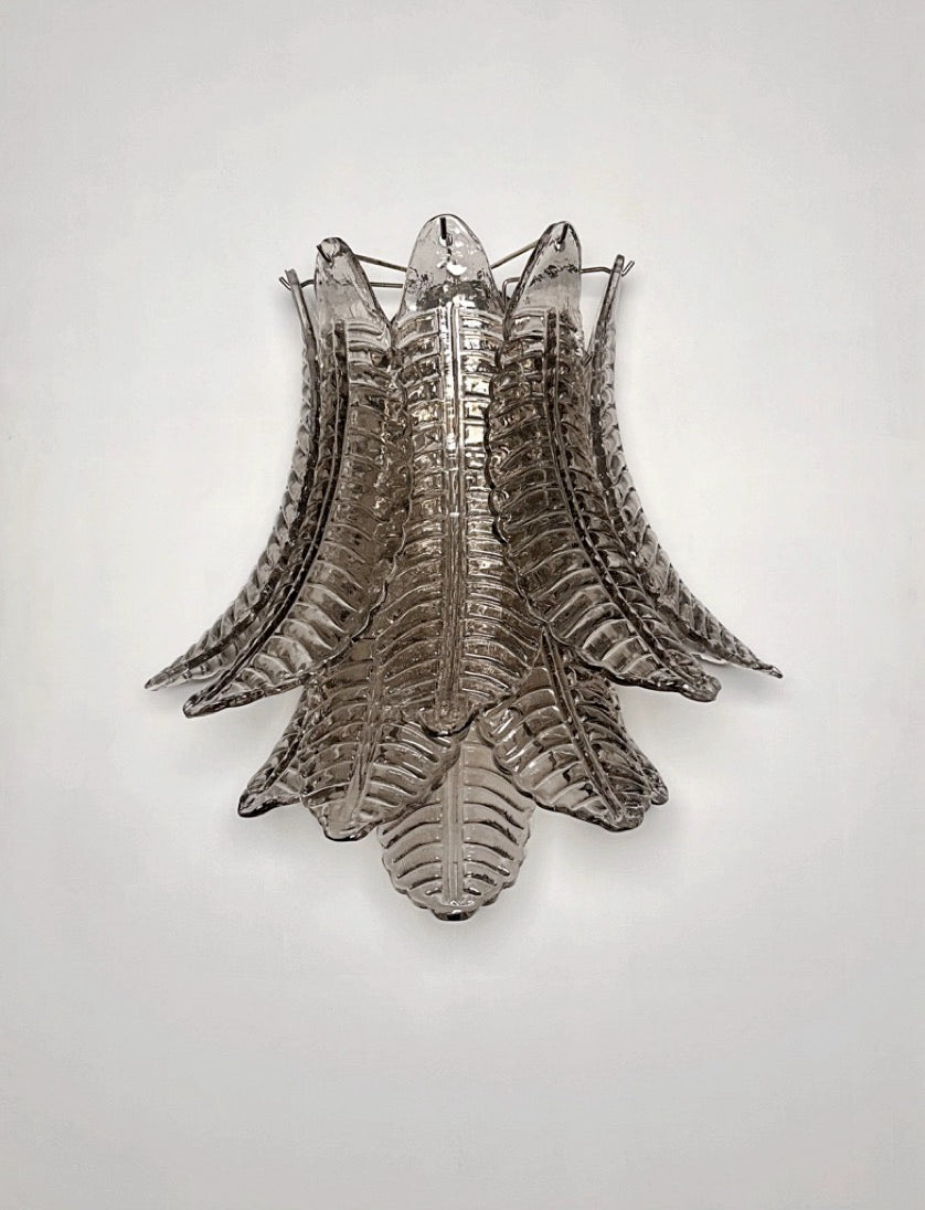 Murano Vegglampe | 10 Røykfargede Felciglass | 1 par