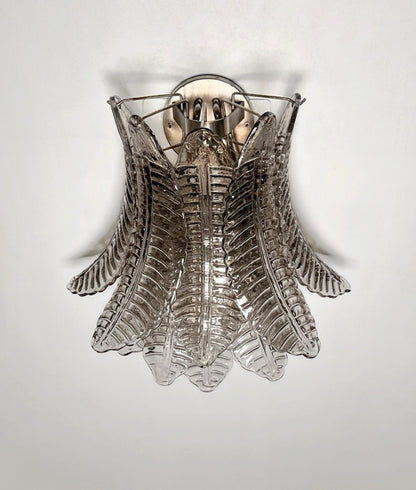 Murano Vegglampe | 10 Røykfargede Felciglass | 1 par