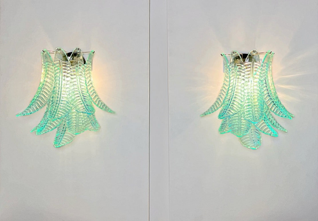 Murano Vegglampe | 10 Turkise Felciglass | 1 par