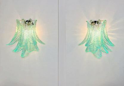 Murano Vegglampe | 10 Turkise Felciglass | 1 par