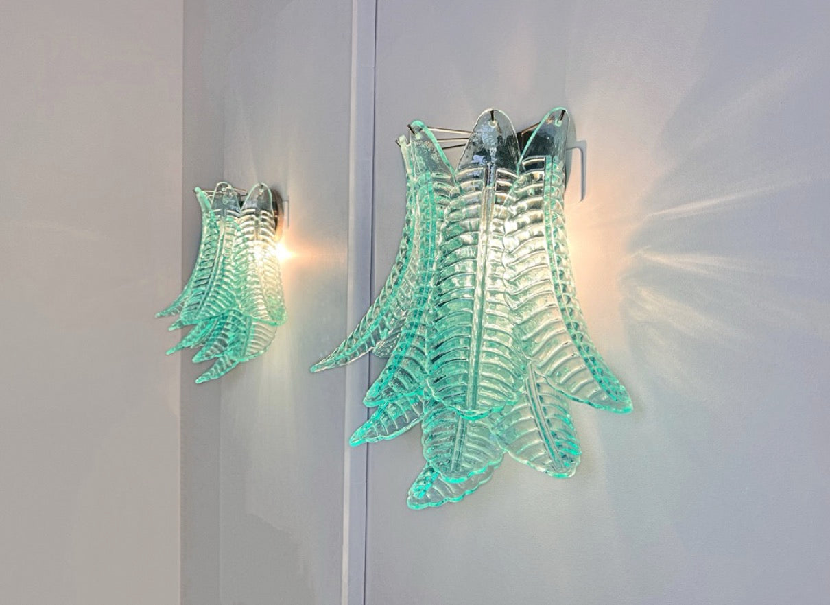 Murano Vegglampe | 10 Turkise Felciglass | 1 par