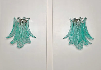 Murano Vegglampe | 10 Turkise Felciglass | 1 par