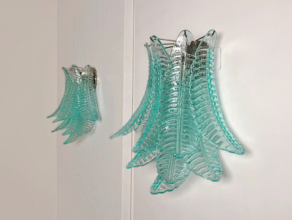 Murano Vegglampe | 10 Turkise Felciglass | 1 par