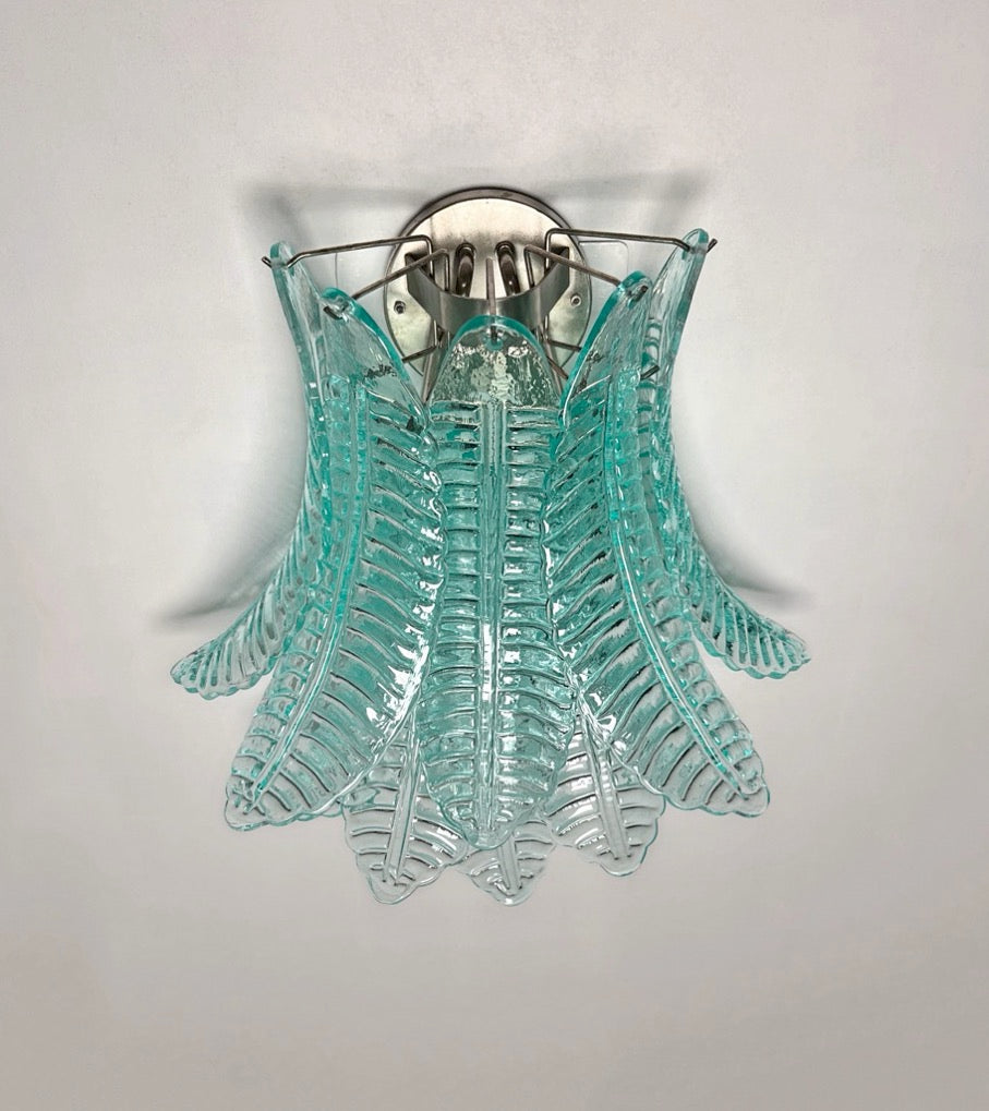 Murano Vegglampe | 10 Turkise Felciglass | 1 par