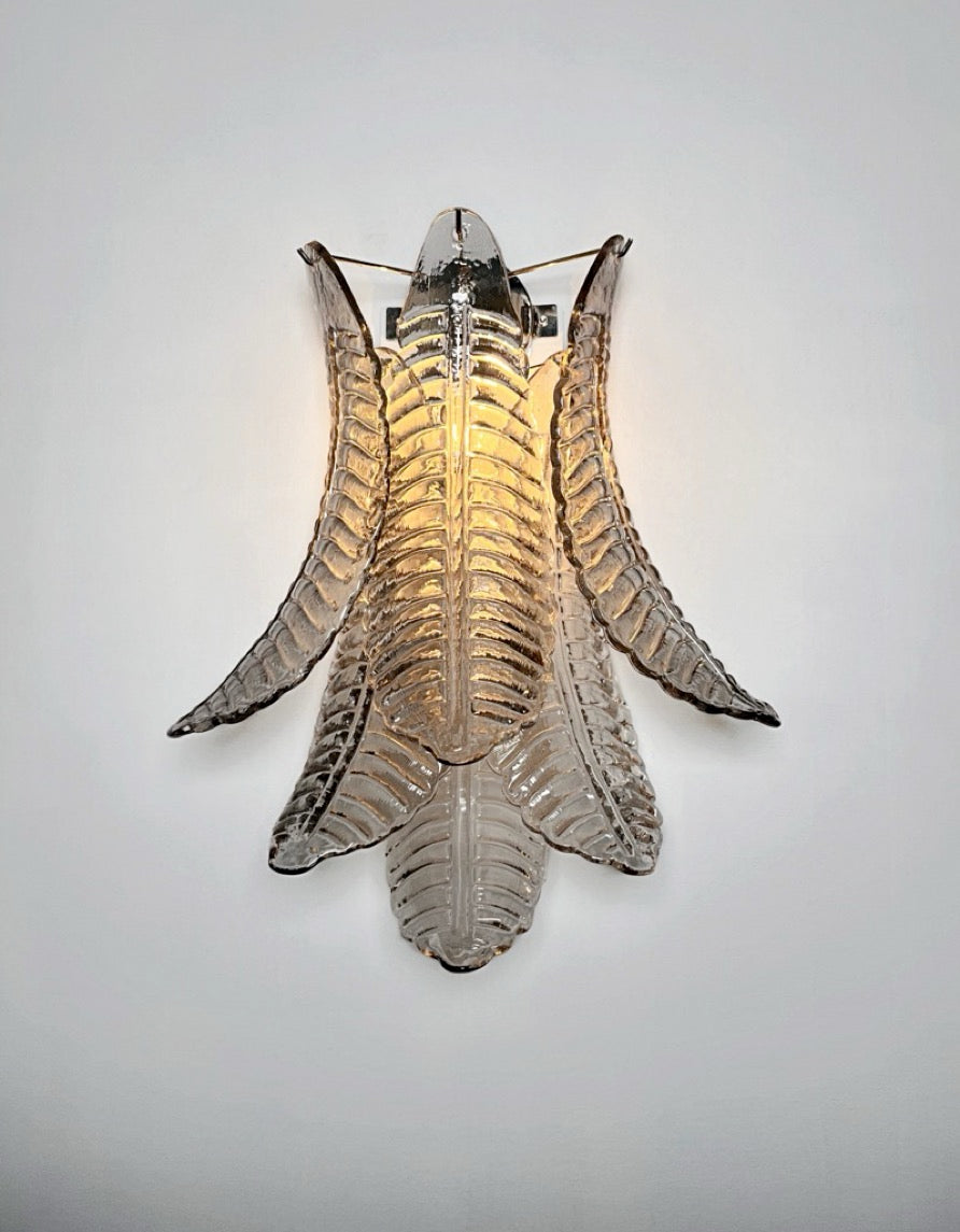 Murano Vegglampe | 6 Røykfargede Felciglass | 1 par